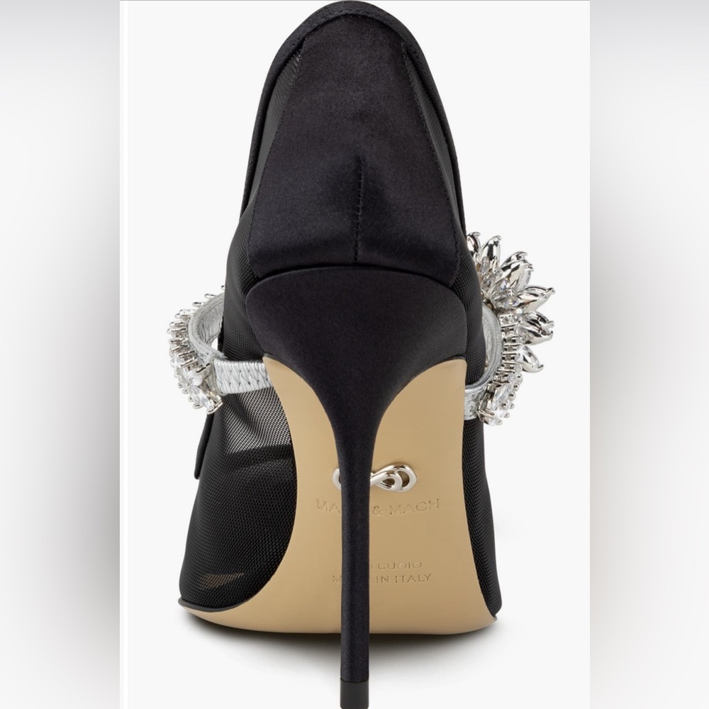 BNIB Mach & Mach Lotus Flower Pointed Toe Mary Jane Pump Black 36.5 - Picture 4 of 5
